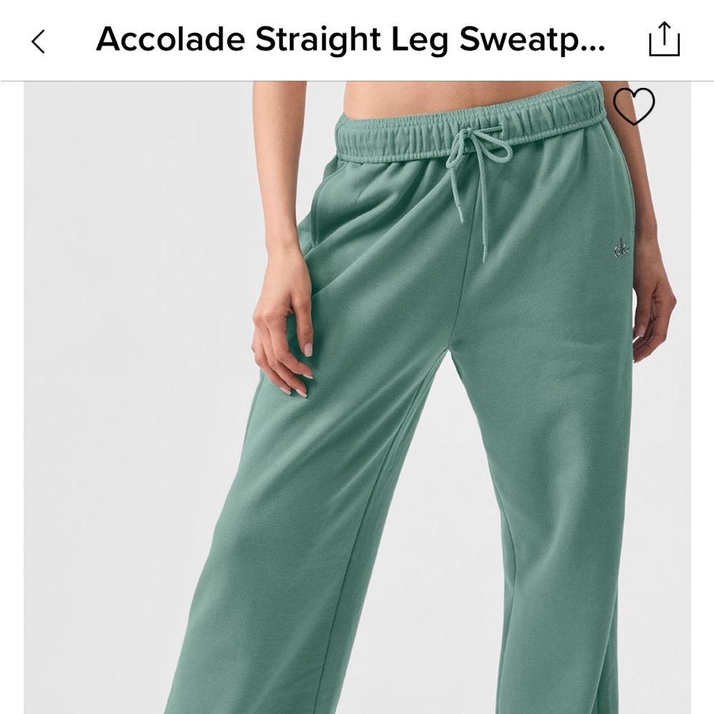 NWT: ALO Accolade Sweatpant . Straight leg Botanical Green.